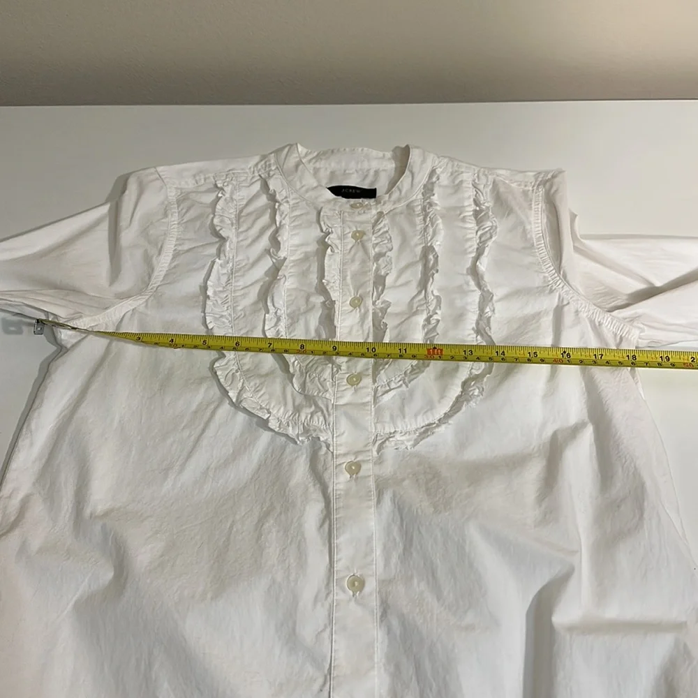 J. Crew Band Collar Ruffle Front Shirt EUC Size Small
